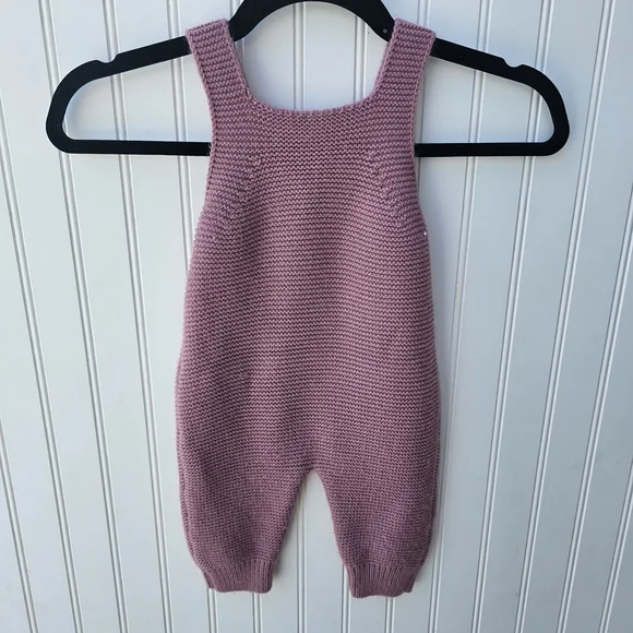 Boutique Pink Sweater Cable Knit Heart Overalls for Kids Girls 6-9 Months - Picture 4 of 5